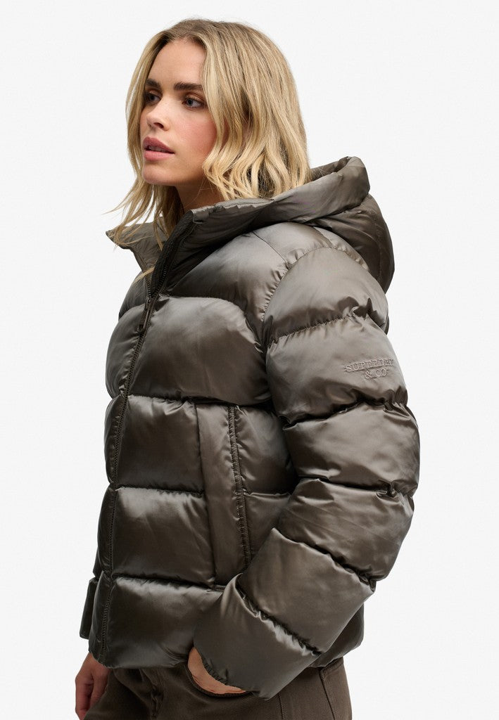 HOODED SHINE PUFFER JACKET