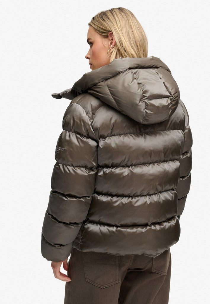 HOODED SHINE PUFFER JACKET