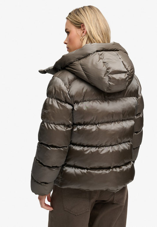 HOODED SHINE PUFFER JACKET
