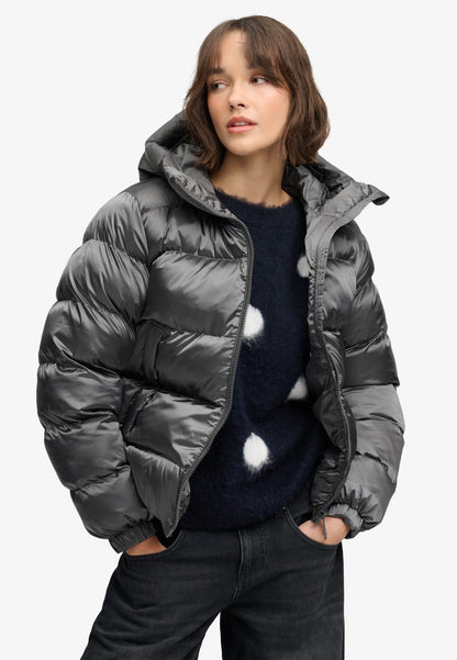 HOODED SHINE PUFFER JACKET