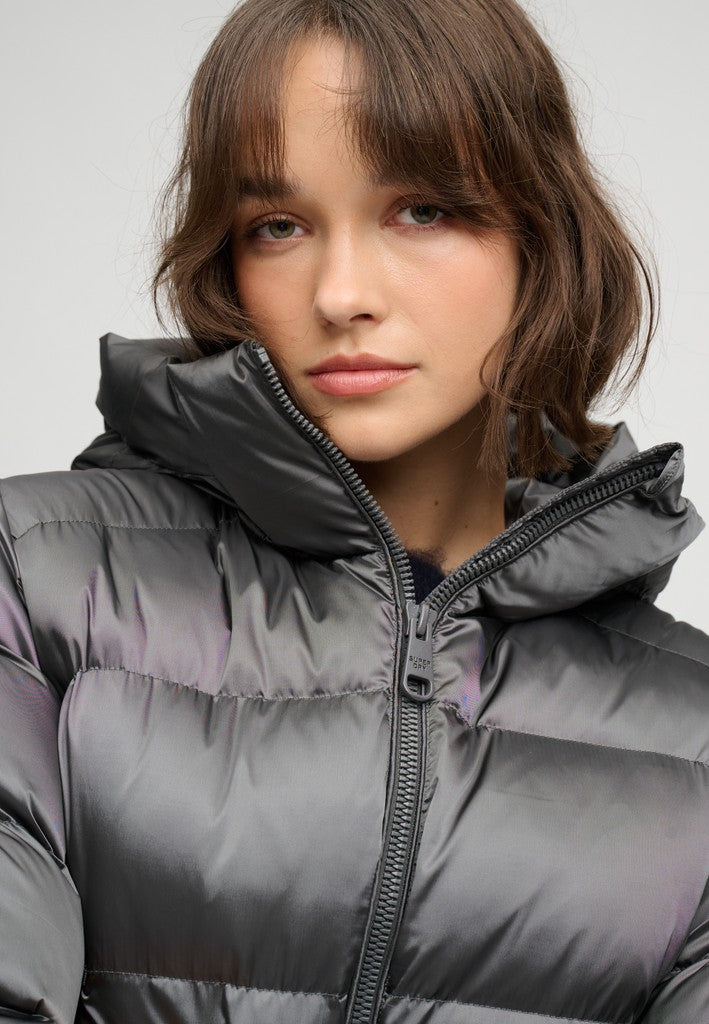 HOODED SHINE PUFFER JACKET