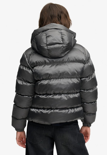 HOODED SHINE PUFFER JACKET