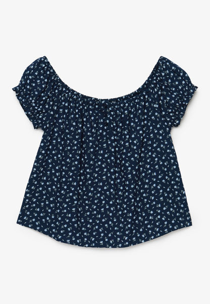 SS 1/2 BUTTON WOVEN TOP