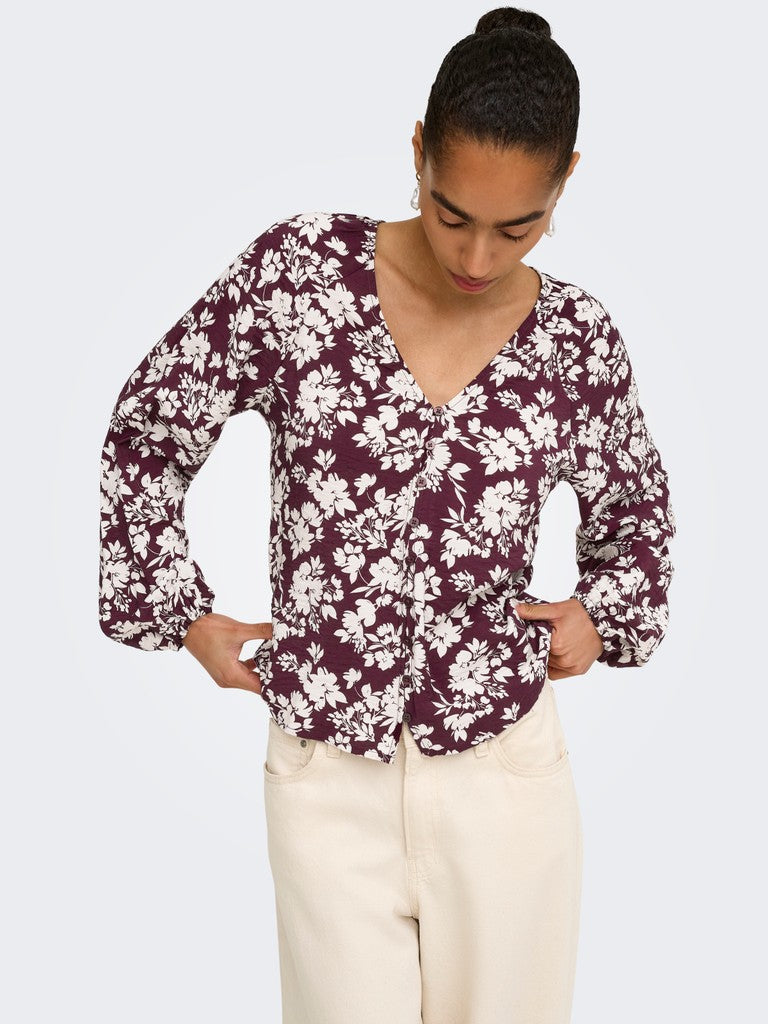 ONLZION STRYLA L/S BUTTON TOP WVN