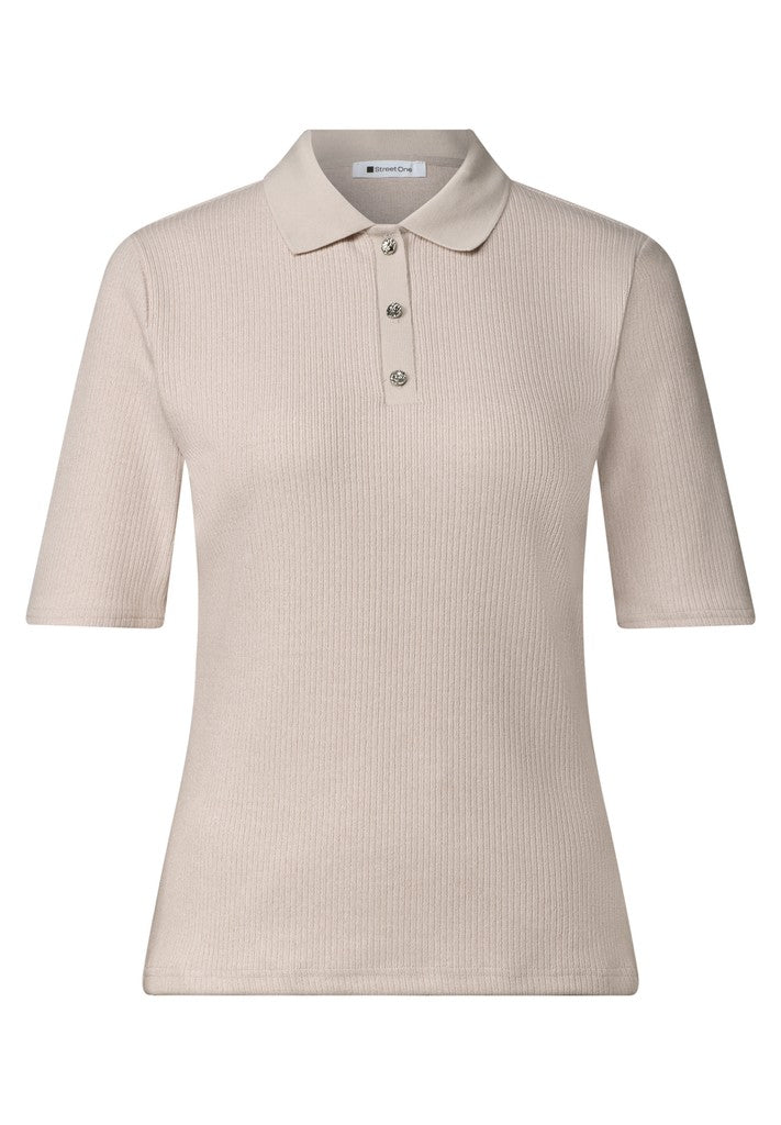 knit look rib polo w.deco butt