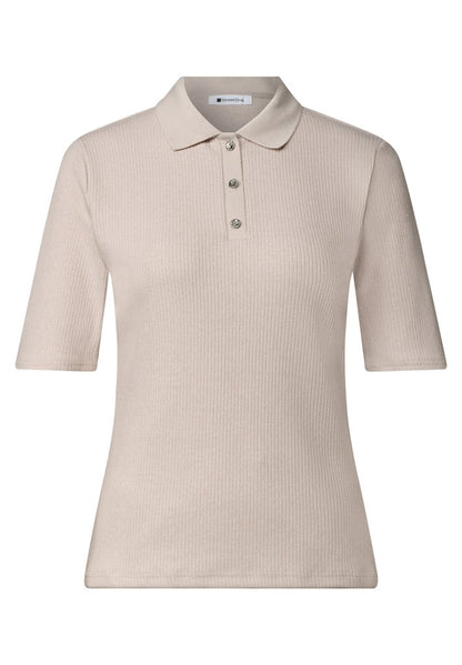 knit look rib polo w.deco butt