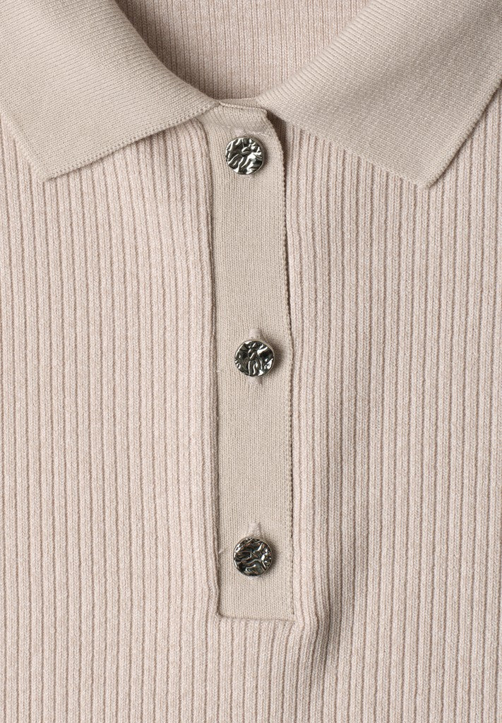 knit look rib polo w.deco butt