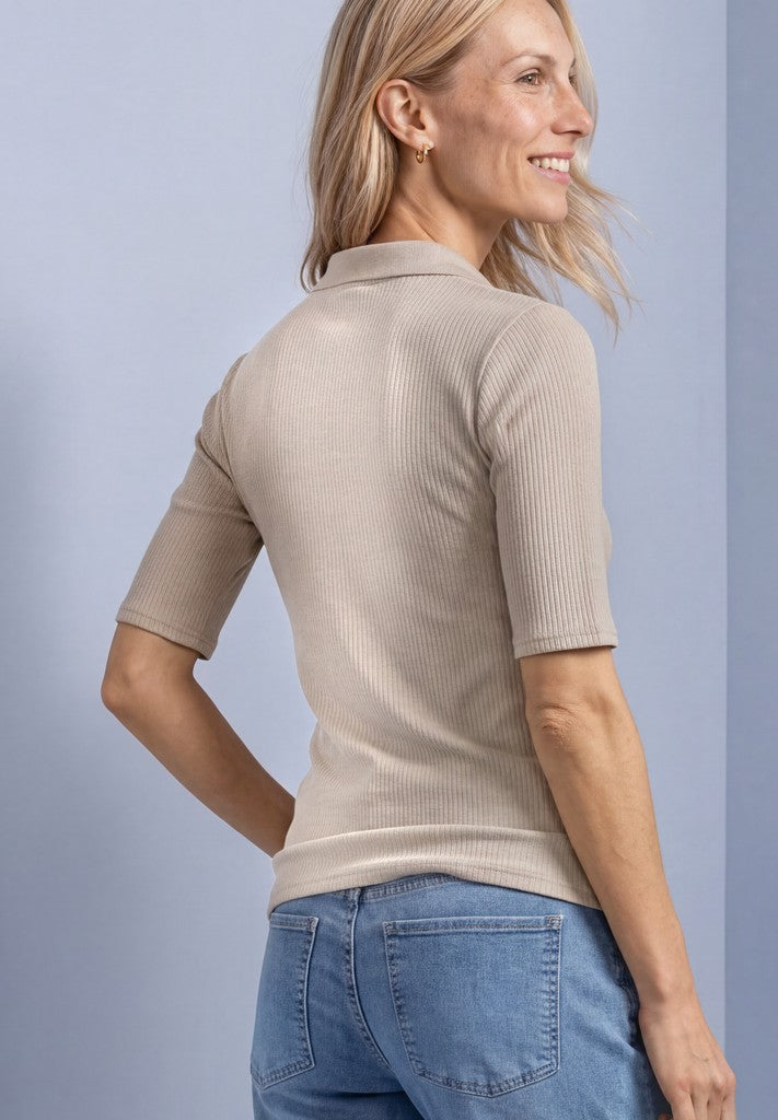 knit look rib polo w.deco butt