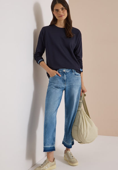 Solid Shirt with Striped Cuffs