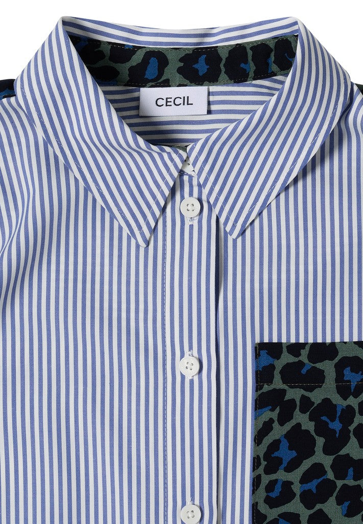 TOS Stripe Print Mix Blouse