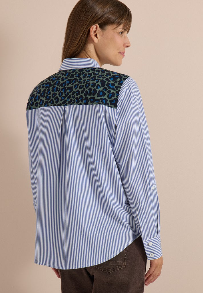 TOS Stripe Print Mix Blouse