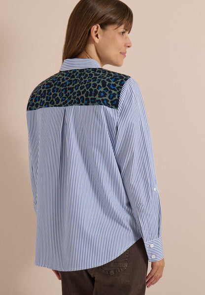 TOS Stripe Print Mix Blouse