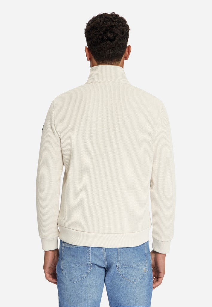 Sweater Full Zip Stand Up Collar Bonded Knit