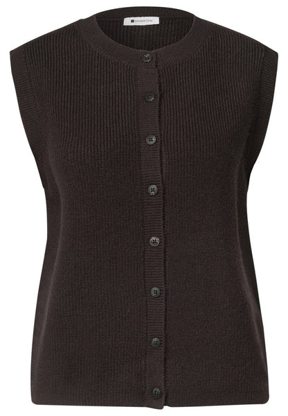 LTD QR_sleeveless cardigan rib