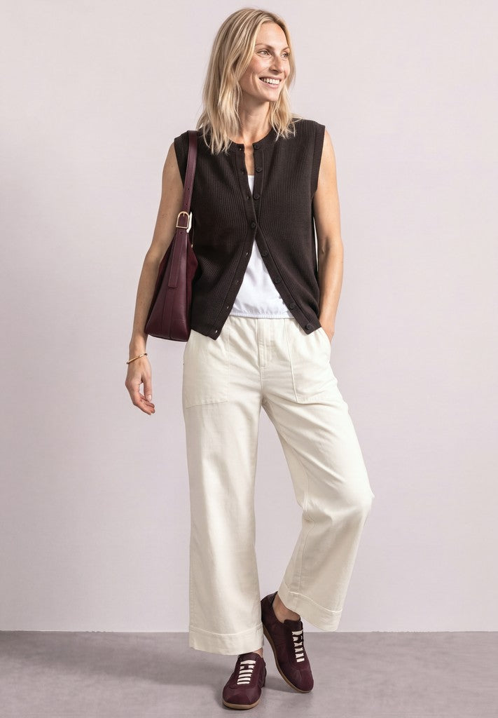 LTD QR_sleeveless cardigan rib