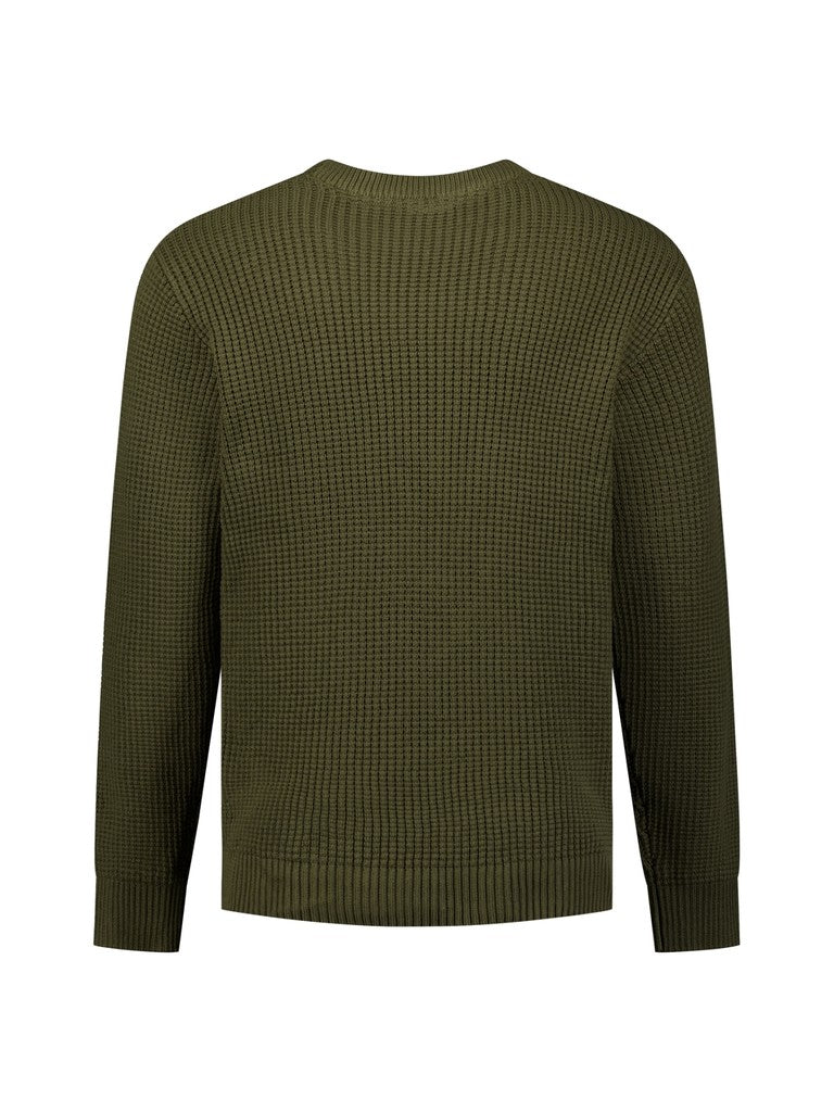 Pullover Crewneck Waffle Jacquard