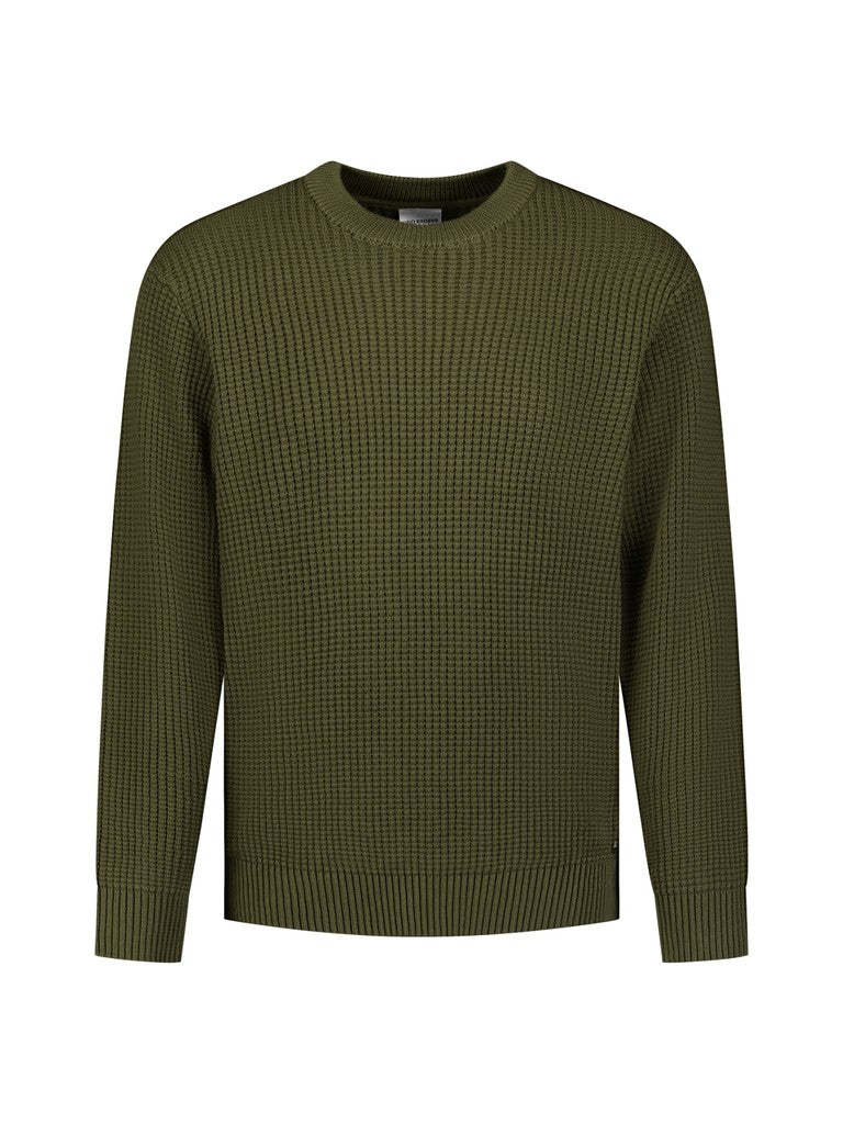 Pullover Crewneck Waffle Jacquard