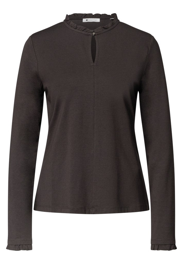 LTD QR frill neck basic shirt