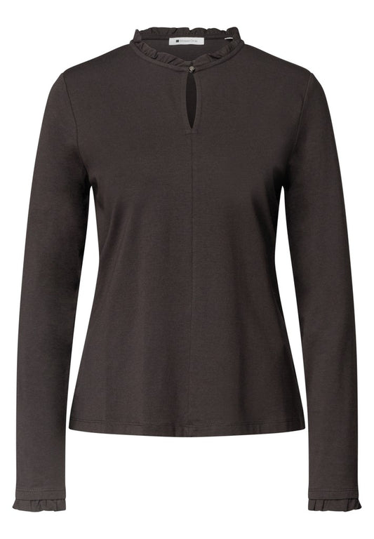 LTD QR frill neck basic shirt