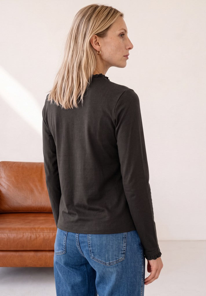 LTD QR frill neck basic shirt