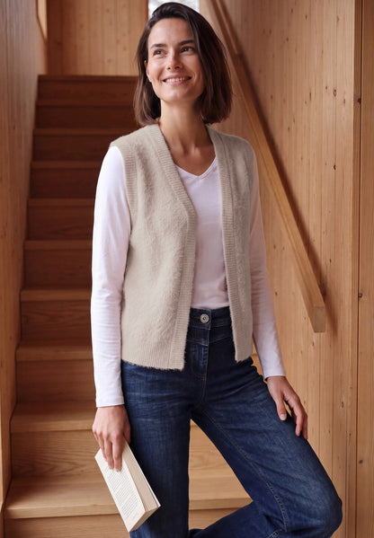 TOS open feather yarn vest