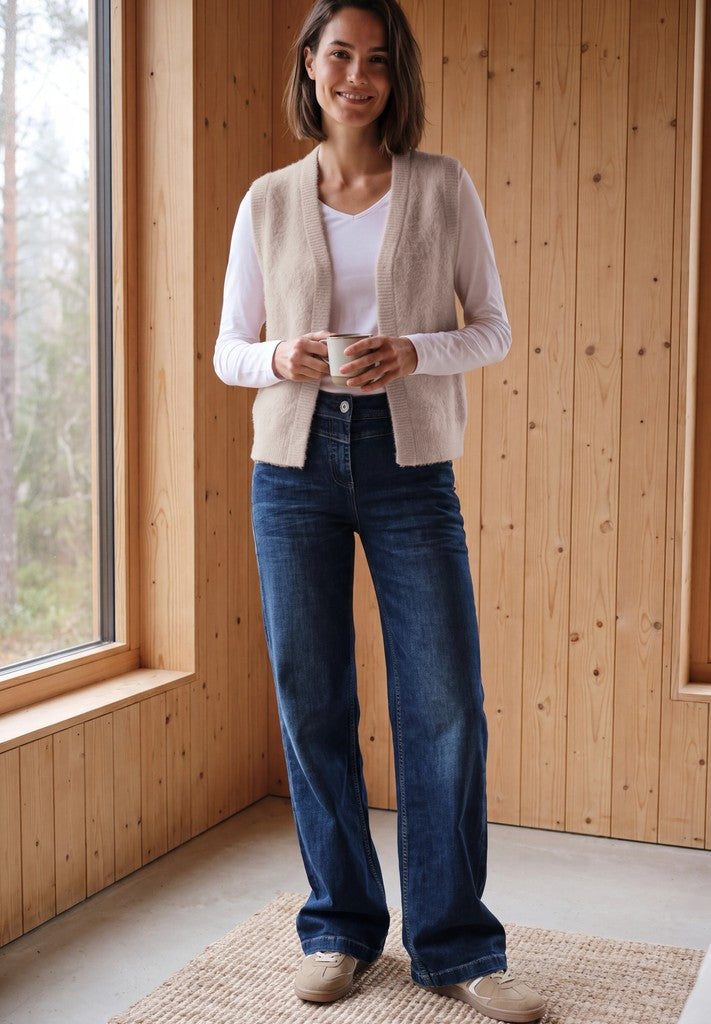 TOS open feather yarn vest