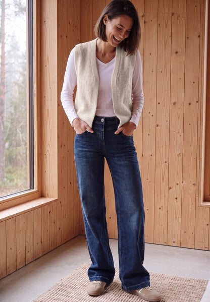 TOS open feather yarn vest