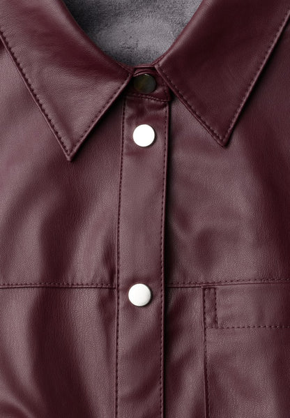 PU shirtcollar blouse w pocket