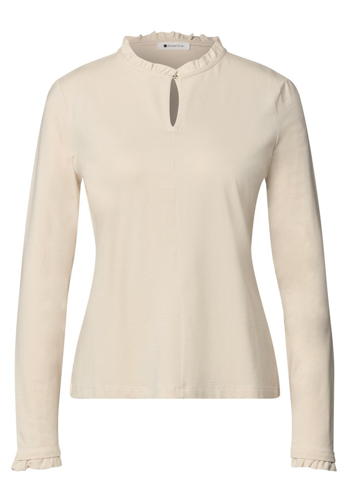 LTD QR frill neck basic shirt