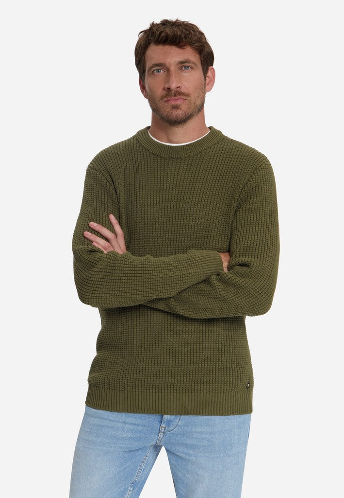 Pullover Crewneck Waffle Jacquard