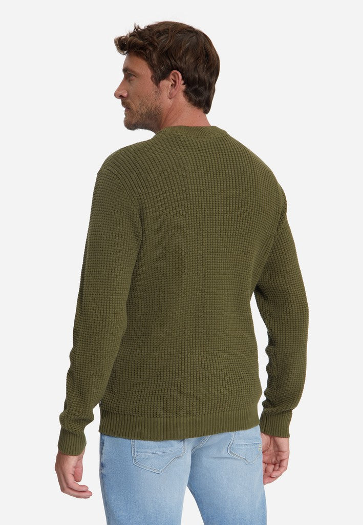 Pullover Crewneck Waffle Jacquard