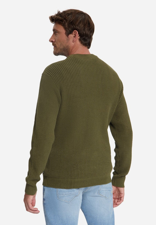 Pullover Crewneck Waffle Jacquard