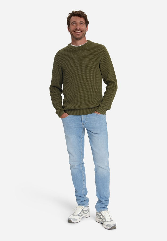 Pullover Crewneck Waffle Jacquard