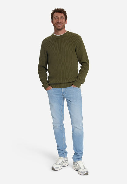 Pullover Crewneck Waffle Jacquard