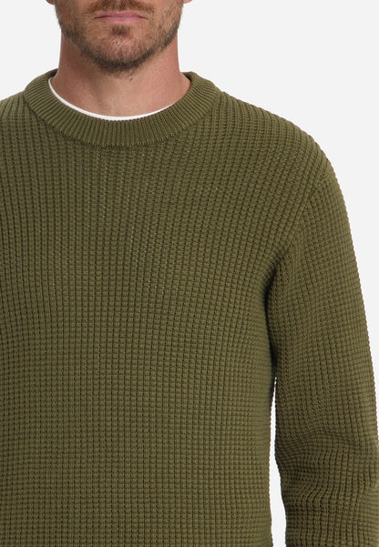 Pullover Crewneck Waffle Jacquard