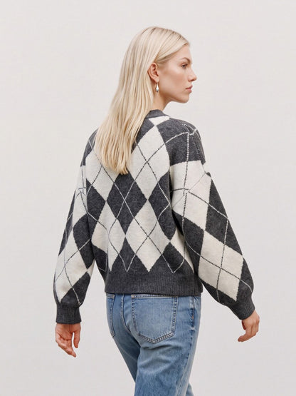 VMDOFFY JAQUARD LS O-NCK PULLOVER N